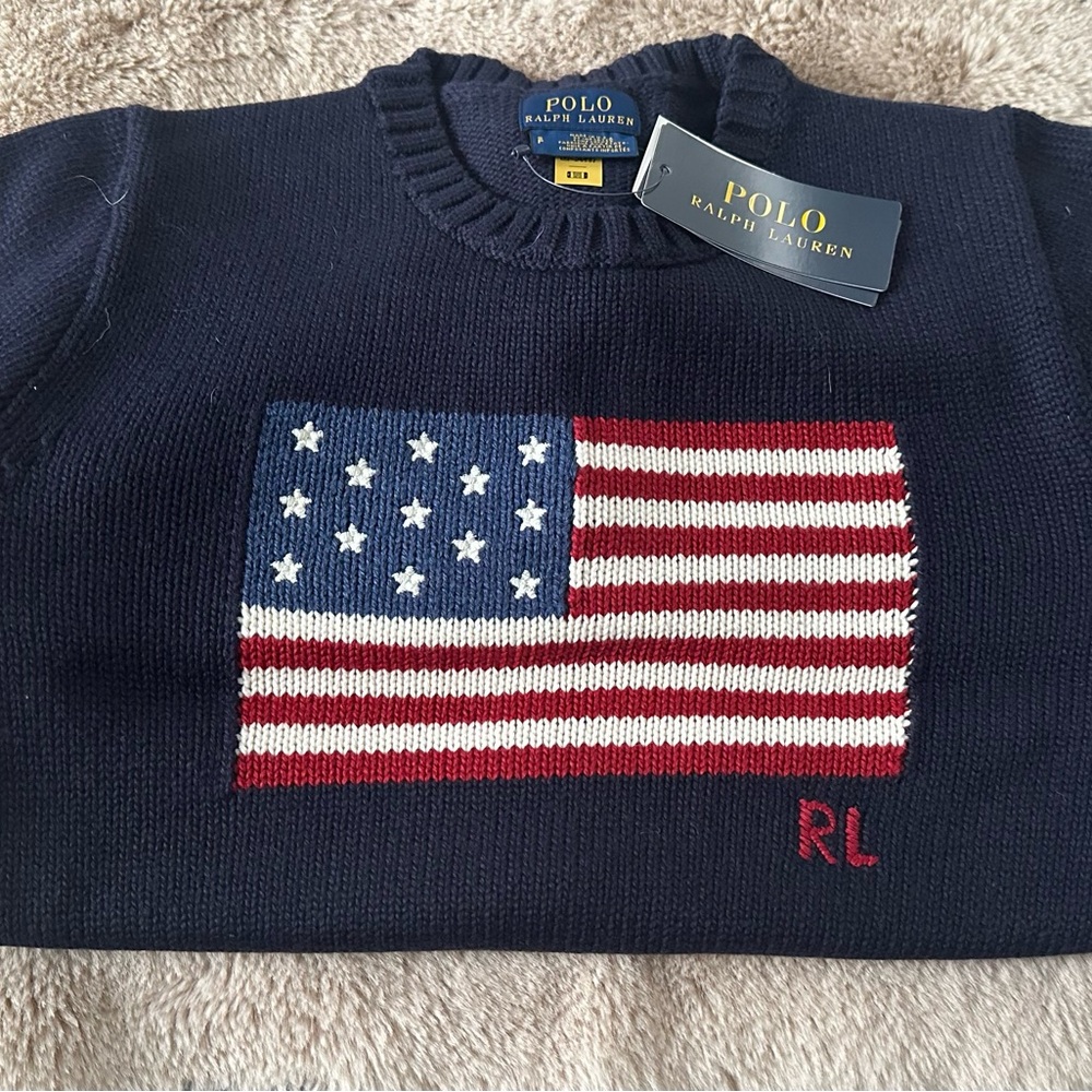 Flag Cotton Crewneck Sweater